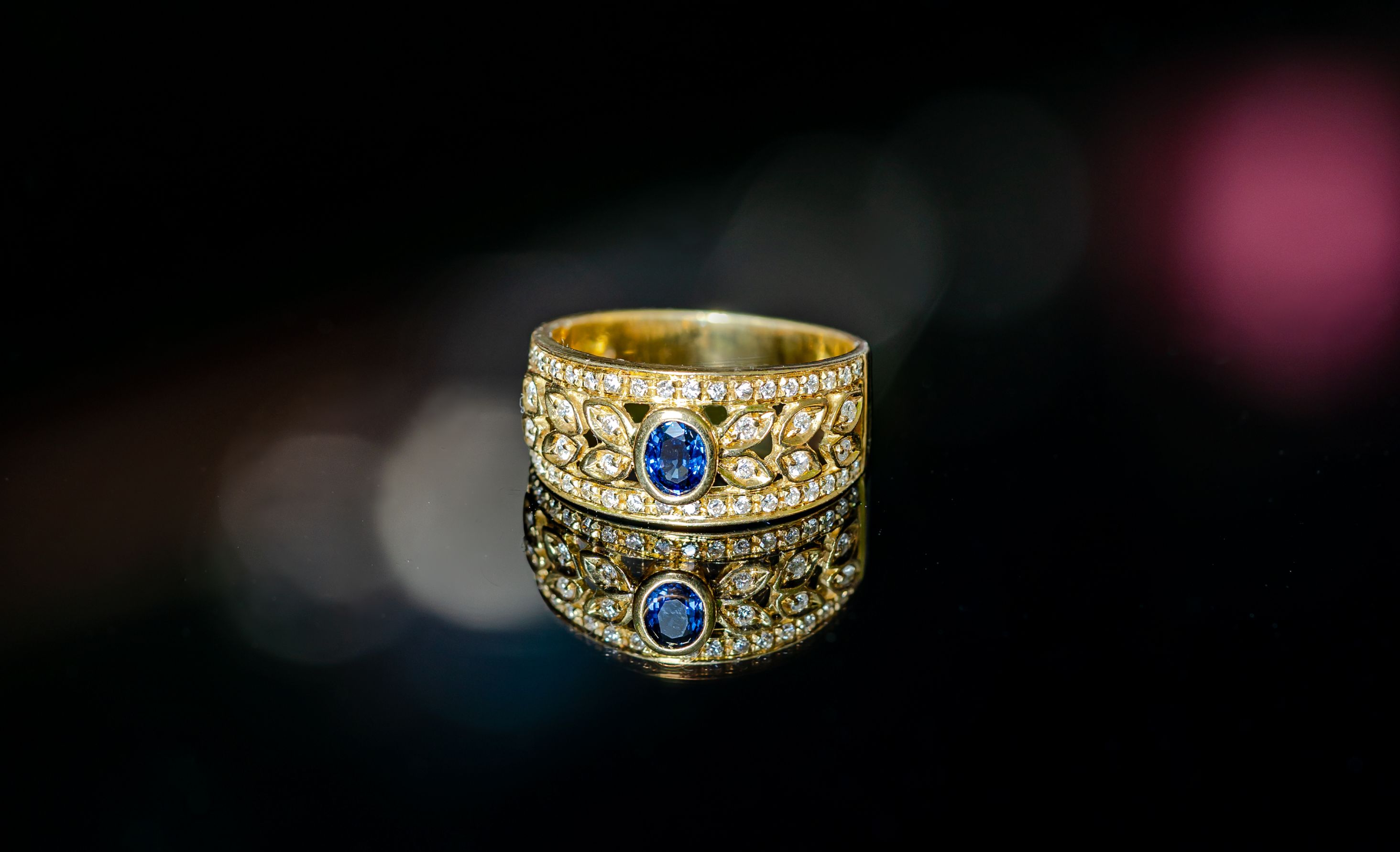 Vintage gold ring in soft sunlight